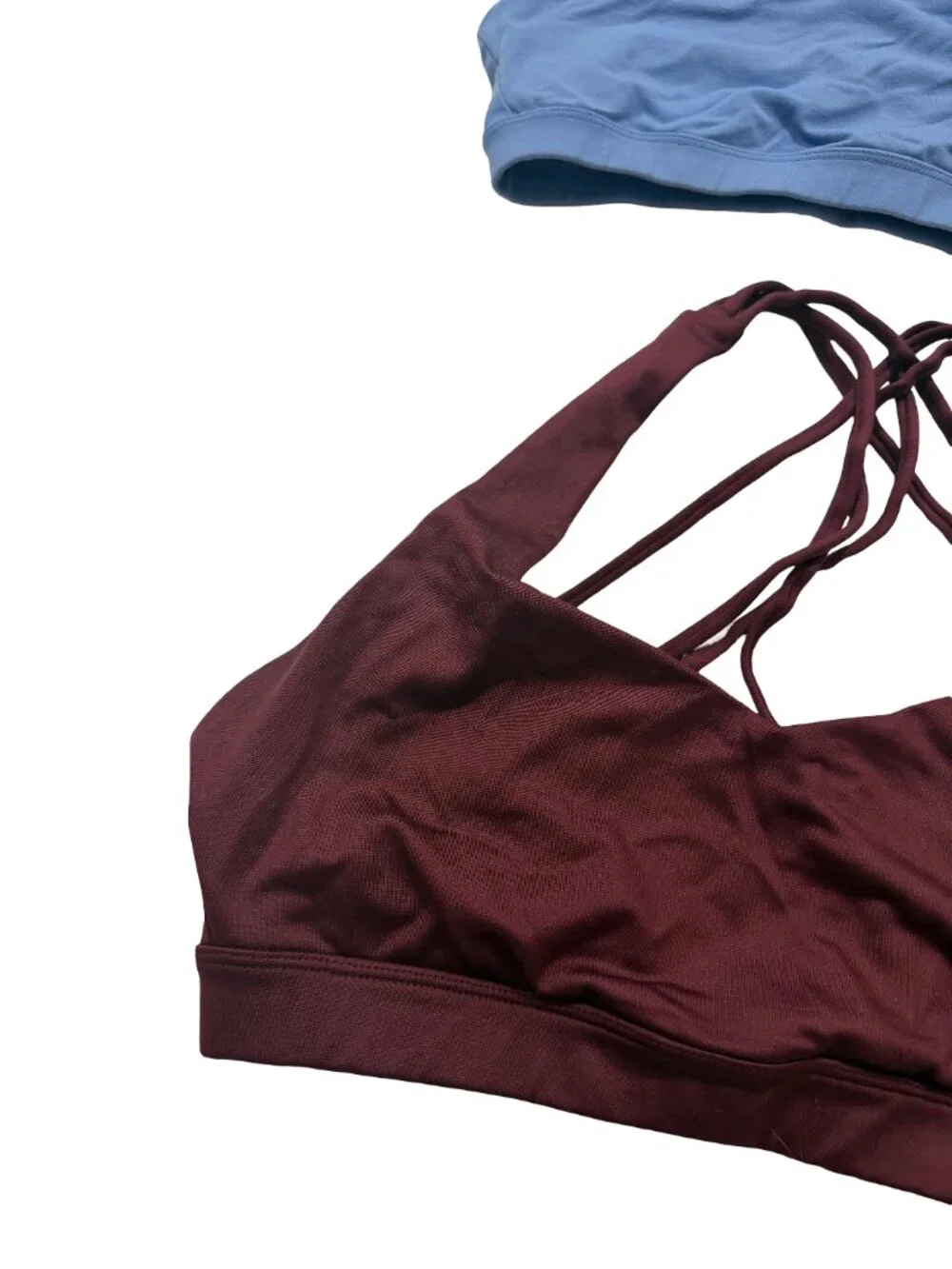 Forever 21 Two Blue Burgundy Strappy Racerback Sports Bra Set Medium Women's
